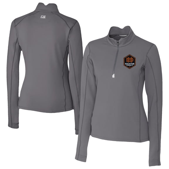 Women's Cutter & Buck Gray Houston Dynamo FC Traverse Stretch Eco Quarter-Zip Top