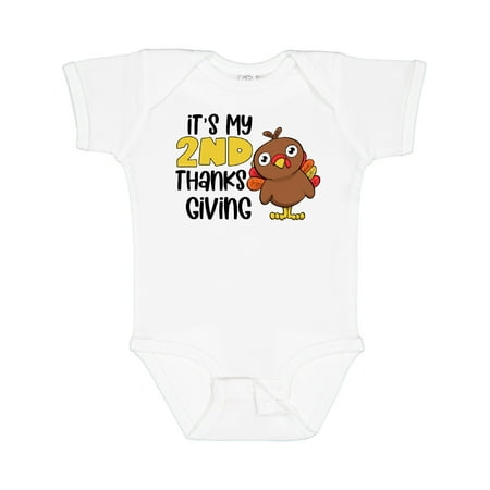 

Inktastic It s My 2nd Thanksgiving Cute Turkey Gift Baby Boy or Baby Girl Bodysuit