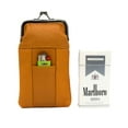 thumbnail image 5 of Genuine Leather Cigarette Case Holder Slim Pack Regular or 100's & Lighter Pocket with Metal Twist Clasp Yellow, 5 of 6