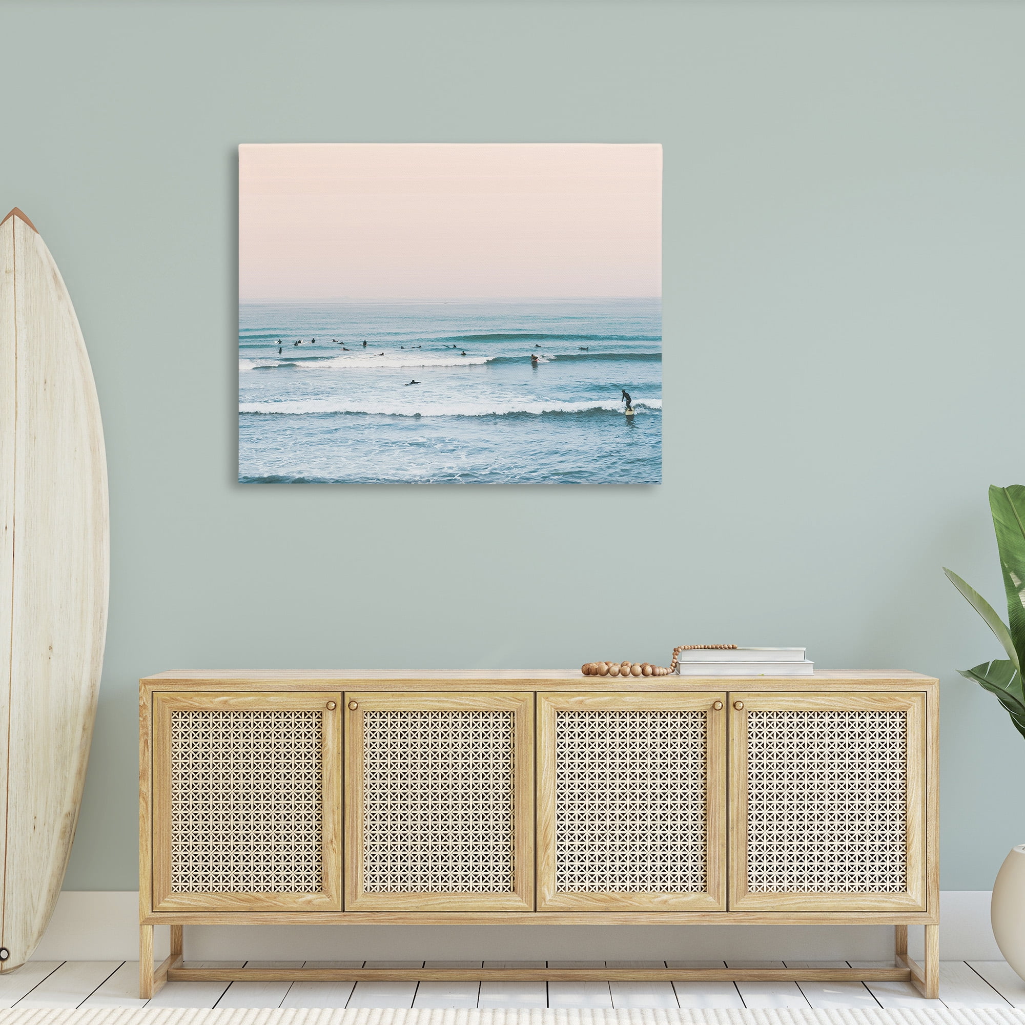 Stupell Industries Pastel Surfer Scene Sports Photography Gallery Wrapped Canvas Art Print Wall Art, 48 x 36