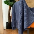 thumbnail image 4 of Knitted Throw Blanket with Tassels Bubble Textured Lightweight Throws for Couch Cover Home Decor (Caramel, 50x60), 4 of 5