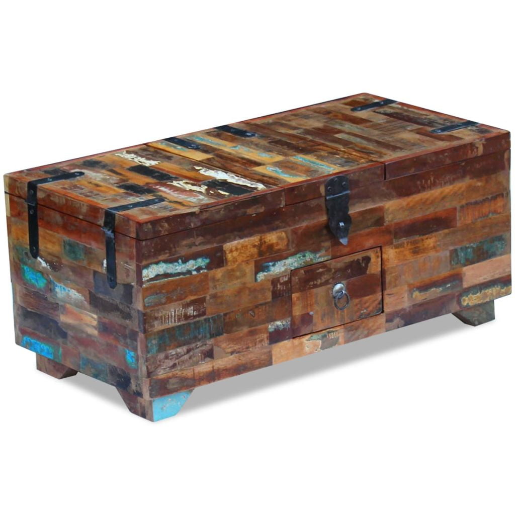 vidaXL Coffee Table With Shelf 39.4x23.6x13.8 Solid Reclaimed Wood for sale online