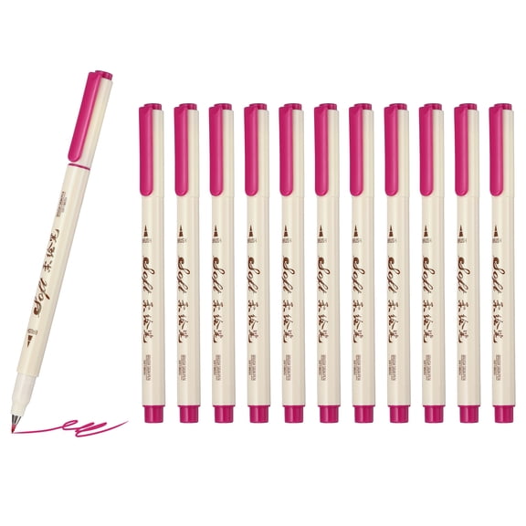 Fineliner Colored Pens, 12 Pcs Pink Felt Brush Tip Fineliner Marker Waterproof Ink Watercolor Coloring Book Art Supplies