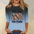 thumbnail image 2 of Fabrcox S-5XL 250 Th Anniversary of USA Shirt 1776-2026 Flag Print Gradient 3/4 Length Sleeve Womens Tops Independence Day Freedom Patriotic Womens 4th of July Tops Blue XL, 2 of 6