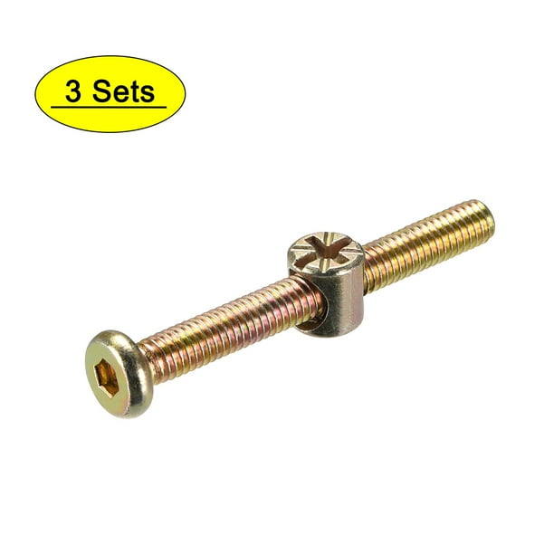M6 x 60mm Furniture Bolts Nut Set Hex Socket Screw with Barrel Nuts