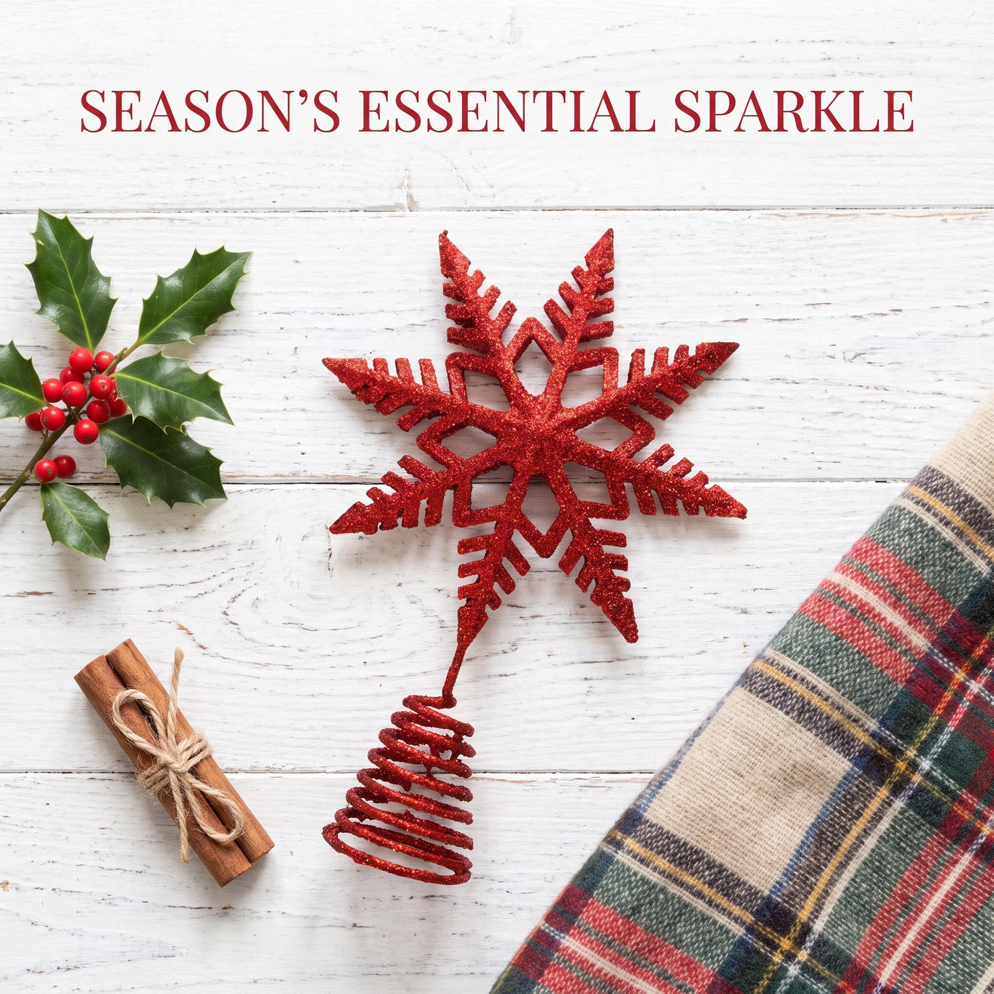 Unique Bargains Glittering Snowflake Tree Decoation with Radiant Spring Mount Red 9.1"