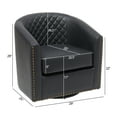 thumbnail image 2 of 29" Wide Tufted Faux Leather Swivel Barrel Chair, PU Leather Modern Upholstered Accent Chairs with Nailhead Trim, Small Armchair for Living Room Bedroom, Black, 2 of 13