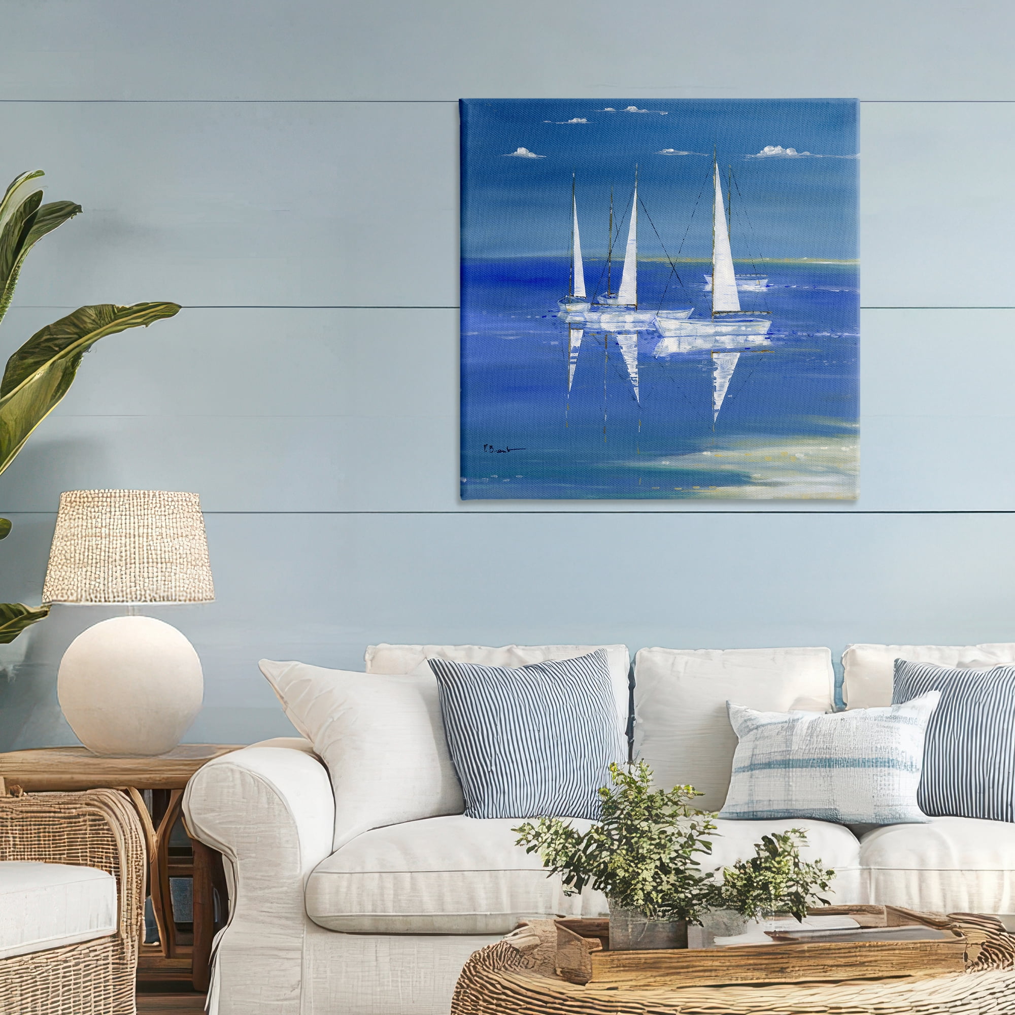 Stupell Industries Serenity Sailboats Reflected on Water Canvas Wall Art, design by Paul Brent