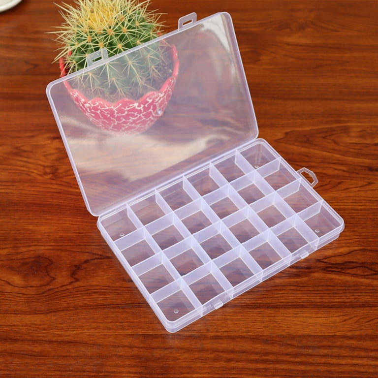 Menkxi 24 Pcs Plastic Organizer Box with Fixed Dividers 24 Grids Small  Clear Storage Organizer Reusable Jewelry Bead Organizer Tackle Box  Container