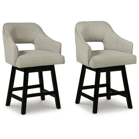 Signature Design by Ashley 25 Tallenger Upholstered Swivel Counter Height Bar Stool Set of 2 Beige