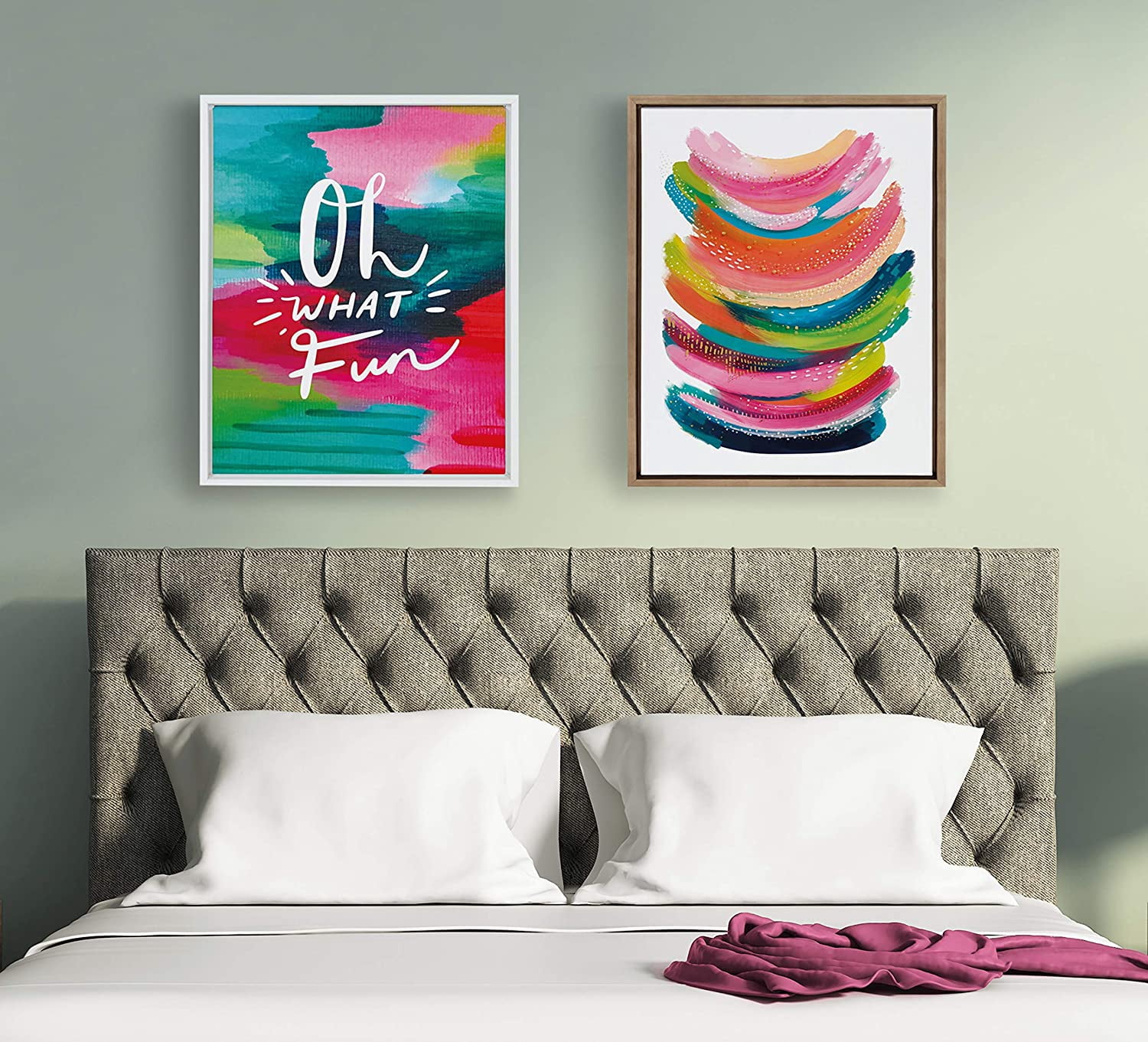 Kate and Laurel Sylvie Bright Abstract Framed Canvas Wall Art By Jessi Raulet Of EttaVee, 18x24 Gold, Decorative And Colorful Home Decor