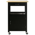 thumbnail image 4 of eHemco 1-Door Kitchen Island Cart on Wheels with Drawer, Storage Cabinet, Shelf and Natural Solid Hardwood Top, 34.75 Inches Height, Black Base, 4 of 9