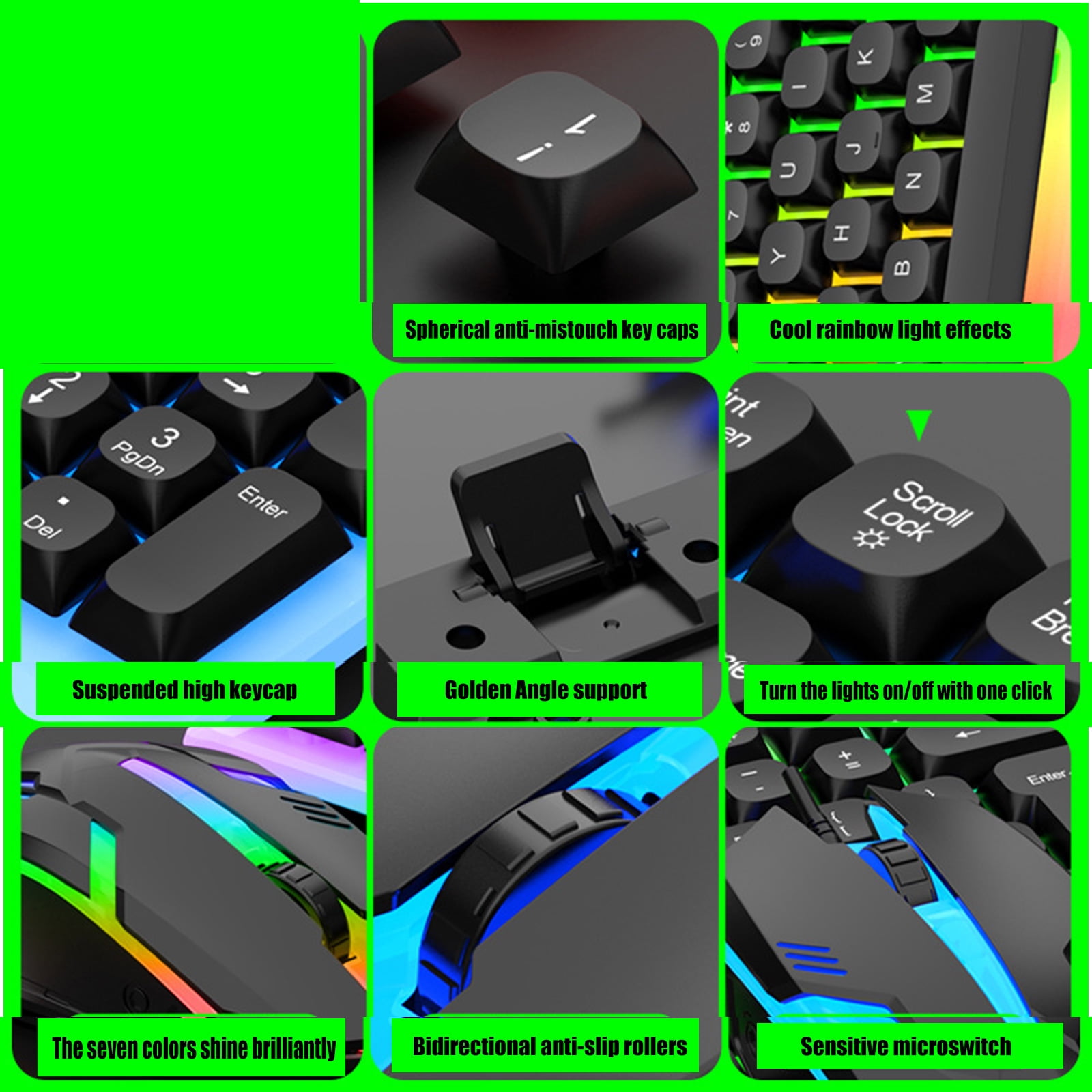 LED Backlit Large Size USB Corded Mechanical Feeling Multimedia Gaming Keyboard Combo Keyboard for Work