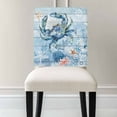 thumbnail image 3 of Blue Crab Chair Covers Set of 8 Ocean Coral Starfish Chair Back Covers Stretch Removable Washable Chairs Slipcovers Chair Protector for Dining Room Kitchen Party Decor, 3 of 5
