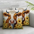 thumbnail image 3 of COMIO  Farm Animal Cow Cattle Throw Pillow Cover, Farmhouse Animal Sunflower with Funny Cow Yellow Decorative Pillow Case Home Decor Square Pillowcase, 3 of 5