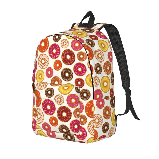 Disketp Donut Mochila de Lona Estampada, Mochila Escolar de Viaje Ligera para Estudiantes y Portátil-Small