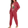thumbnail image 2 of SCRAWLGOD Santa Claus Pajamas Women Long Sleeve Sleepwear Ladies Soft Pjs Lounge Set Crewneck Ladies 2 Piece Outfits Breathable Women Pajama for Christmas Size M, 2 of 7