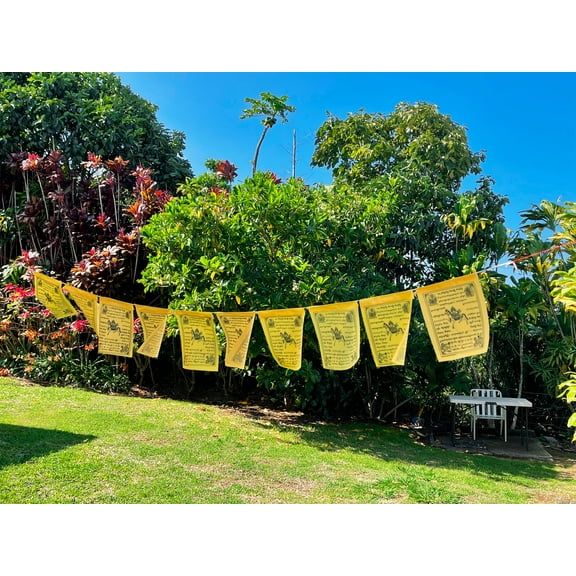 Solid Yellow Wind Horse Tibetan Prayer Flags (Set of 10 Flags)