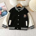 thumbnail image 3 of Hessimy Boys And Girls Baseball Jacket Single Layer Outerwear Splicing Hoodless Casual Fashion Jacket (Black,18-24 Months), 3 of 3
