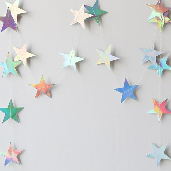 UPOUART Assorted Color Star Garland Banner Paper Hanging Decor for Festival and Wedding Celebrations