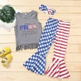 thumbnail image 2 of OAVQHLG3B Baby Girl 4th of July OutfitIndependence Day Festival American Flag Boy's Girl's Fringed Vest And Shorts Bow Suit, 2 of 8