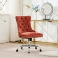 thumbnail image 1 of Chaise de Bureau pour Meubles, Chaise de Bureau Moderne Rembourrée en Velours Capitonnée à Boutons pour la Maison avec Base en Métal Doré, Chaise de Bureau Réglable Chaise de Bureau Pivotante, 1 of 5