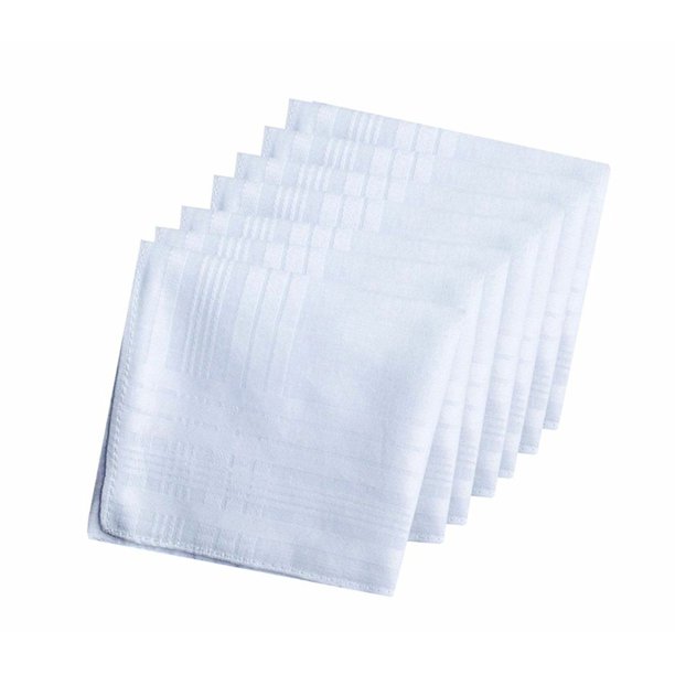 CNW 12 Pcs White Cotton Men Handkerchiefs Hanky Pocket Square Hankie