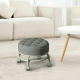 thumbnail image 6 of yotijay Rolling Stool with Wheels, 360° Rotating Housework Stool, PU Leather Seat, Padded Shoe Changing Stool, Seat for Garage, Hair Salon, Home Library Gray, 6 of 9