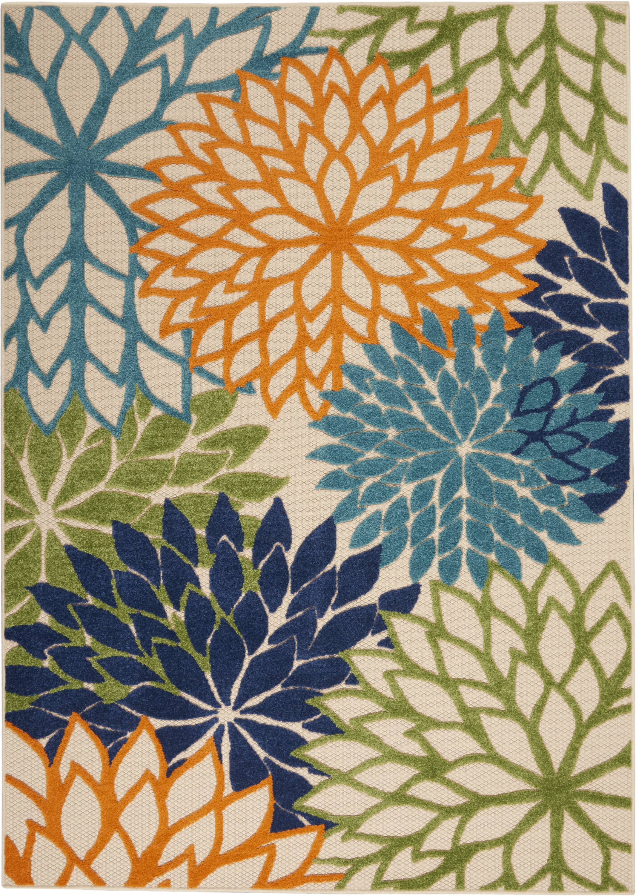 Nourison Tropical Oasis Indoor/Outdoor Modern Floral Multicolor 6' x 9' Area Rug, (6' x 9')