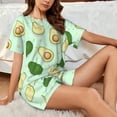 thumbnail image 6 of Bingfone Avocado Print Pajamas Sets for Women Soft Short-Sleeved Pjs with Lounge Shorts Two Piece Sleepwear, 6 of 8