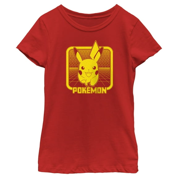 Girl's Pokemon Digital Pikachu  Graphic Tee Red Medium