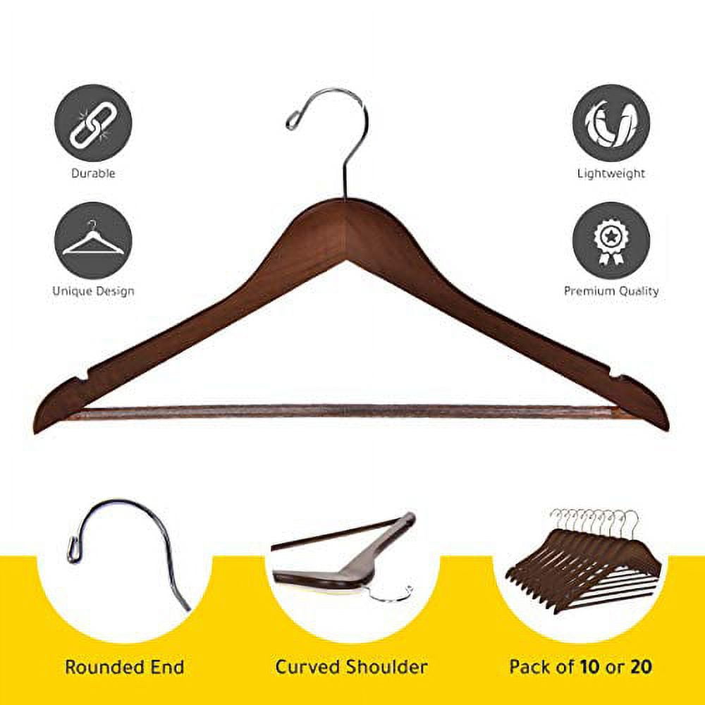 Perfecasa Premium Wooden Clothes Hangers 20 Pack, Wood Hangers with Noise  Canceling Hook, Heavy Duty Hangers, Coat Hangers, Shirt Hangers, with Non