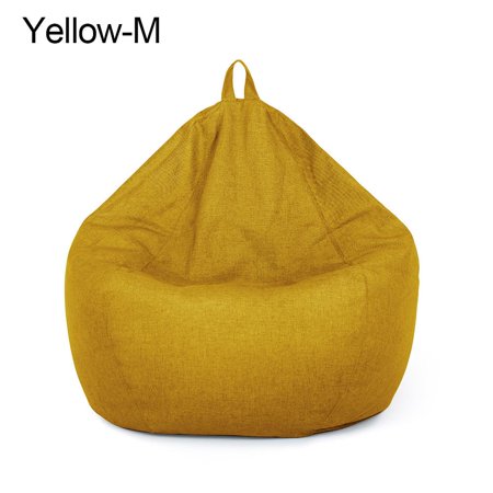 Adults Kids Sofa Couch Cover Soft Comfy Seat without Filling Lazy Lounger Snugly Gamer Chair Chair Sofa Cover Large Bean Bag YELLOW M (80X90 CM)