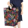 thumbnail image 4 of Yayeee Freestanding Laundry Hamper with Handle Collapsible Large Storage Basket for Clothes, Vibrant Flowers Pattern, 4 of 7