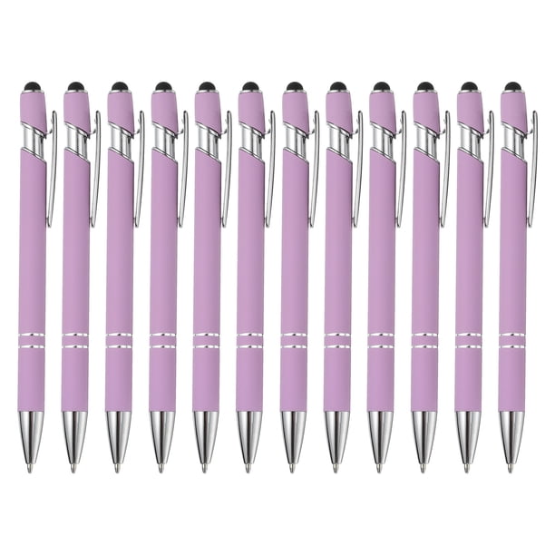 Bolígrafo Uxcell con Stylus 2 en 1, Bolígrafo de Metal Tinta Negra Punta Media 1.0mm para Pantallas Táctiles Estilo 3 Púrpura Claro
