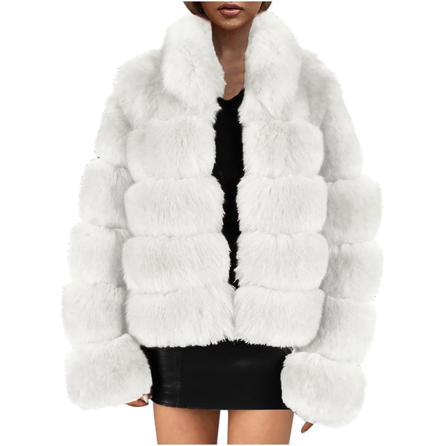 Abrigo de Piel Sintética Para Mujer Chaqueta Cálida Invierno Sólido Cuello en V Prendas de Abrigo Odeerbi ODB178601