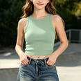 thumbnail image 2 of akafmk Teen Girls Tank Tops Ribbed Knit Crop Tops Slim Crewneck Casual Summer Sleeveless Tops 9-14 Years, 2 of 7