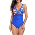 thumbnail image 2 of FEORJGP Women's Summer Swimwear Ladies Onepiece Swimsuit Sleeveless V Neck Jumpsuit Solid Color/Floral Bathing Suit Monokini Beachwear, 2 of 7
