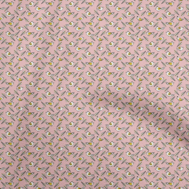 oneOone Cotton Poplin Light Pink Fabric Bird Craft Projects Decor Fabric Printed By The Yard 56 Inch Wide
