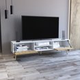 thumbnail image 3 of Dual - tone TV stand with hinged drawers and middle open shelves in living space keeps cables tidy and offers a clutter - free look, 3 of 3