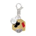thumbnail image 1 of Delight Jewelry Goldtone Card Suits Square Spinner - Silvertone Clip on Charm with Clear Crystal Drop, 1 of 4
