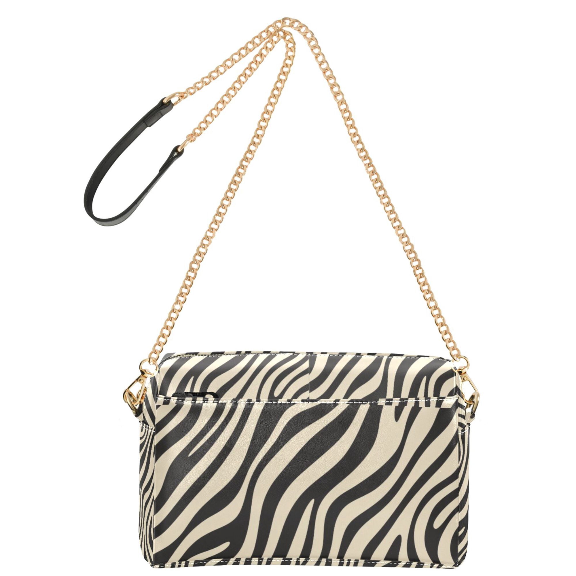 FORMRS Women Crossbody Purse with Chain Strap Vegan Leather Shoulder Handbag, Black Lines