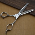 thumbnail image 3 of Two-Sided Scissor Professional Hair Clippers Hairdressing Thinning Scissors for Salon Home (17cm) (Random Style), 3 of 9