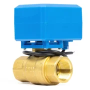 U. S. Solid Motorized Ball Valve with 3 Signal Lights, 3/4 inch, Brass, Normally Closed, Blue Casing