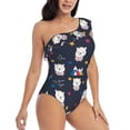 thumbnail image 5 of Balery Llamas 1 One Shoulder Swimsuits for Women Ruffle Swimsuits Tummy Control One Shoulder Bathing Suits-, 5 of 8