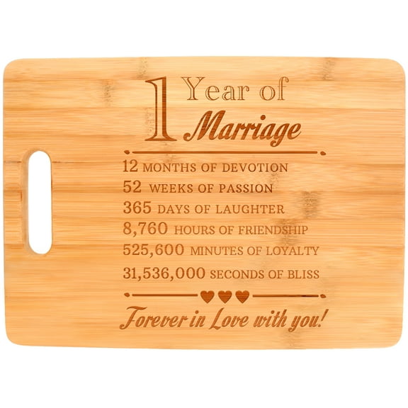 ThisWear 1st Wedding Anniversary Gift 1 Year of Marriage Forever in Love Big Rectangle Bamboo Cutting Board