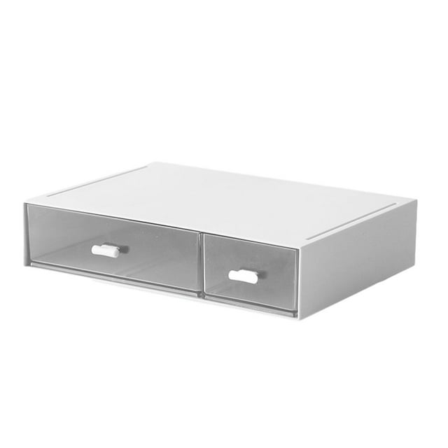 Baohd Practical Desk Organizer - Essentials Neat And Tidy Widely Convenient Desktop Storage Organizer white 2 drawer 1Set