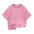 thumbnail image 4 of Povozer Toddler Girls Summer Clothes 2025 Girls Pleated Short Sleeve T Shirts Kids Summer Crewneck Shirts Casual Tops Tees for 110,Pink, 4 of 6