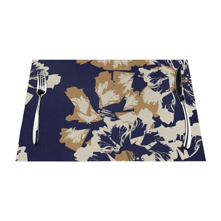 

ZNDUO Placemats 6 PCS Heat Resistant Stain Resistant Woven PVC Insulation Placemats Durable Washable Elegant Table Mats for Dining-Floral Abstract Print 18 x12