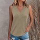 thumbnail image 2 of Sudadera para mujer,Camiseta plisada con cuello en V para mujer, top informal sin mangas, poliéster suave, largo regular, ideal para todas las estaciones, sopatenor, 2 of 9